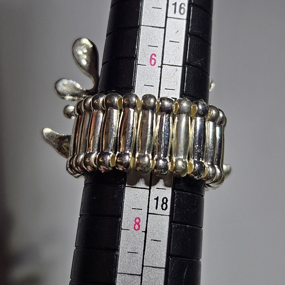 Silver Tone Brown Red Enamel Black Rhinestone Rudolph Stretch Ring - Picture 8 of 14